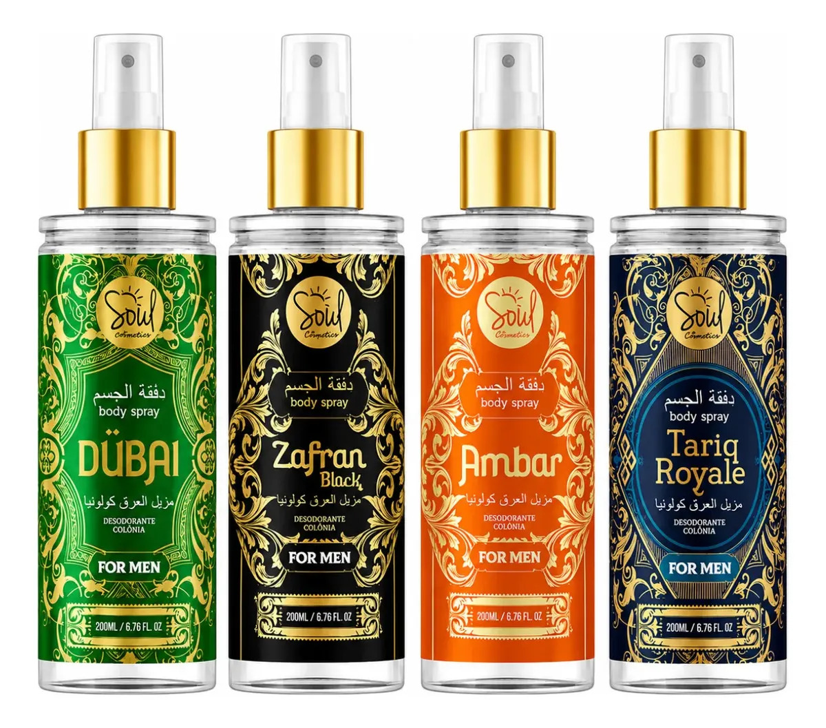 Body Splash Arabe C/4un 200ml Perfume Masculino De Luxo