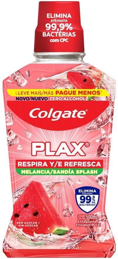 Enxaguante Bucal Colgate Plax Respira e Refresca, Melancia, 500ml