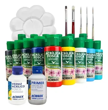 Kit De Pintura Iniciantes Acrilex Impressão 3d 12 Cores Kit Pintura Impressão Resina Pla 12 Cores