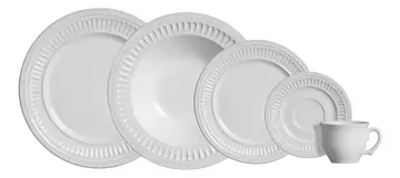 Aparelho de Jantar 20 peças Branco Poppy de Cerâmica - Scalla Cerâmica