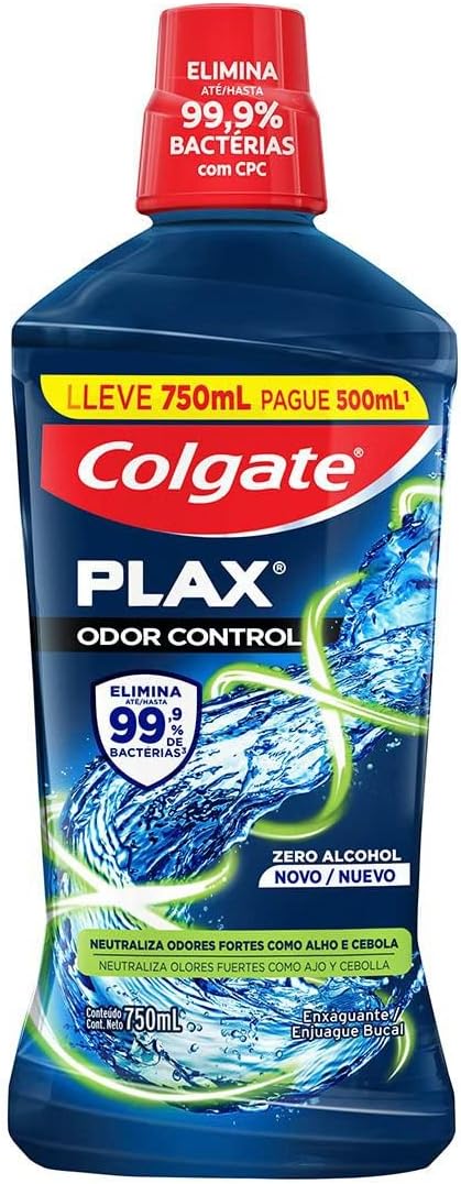 Colgate Plax Odor Control Enxaguante Bucal Sem Álcool, 750ml
