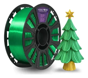 Filamento Pla Verde V-Silk 1kg Voolt3D Brilhante com Alto Brilho