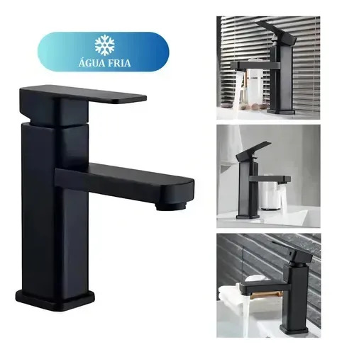 Torneira Para Banheiro Monocomando Preto Fosco Água Fria Instalação Em Bancada Compatível Com Cuba De Apoio Em ABS Resistente Design Moderno Alta Durabilidade E Fácil Limpeza FC-138 Via Flix