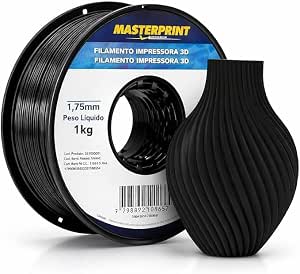 Filamento Impressora, Masterprint, PETG, 3D, 1,75 mm, Rolo de 1 kg, Preto