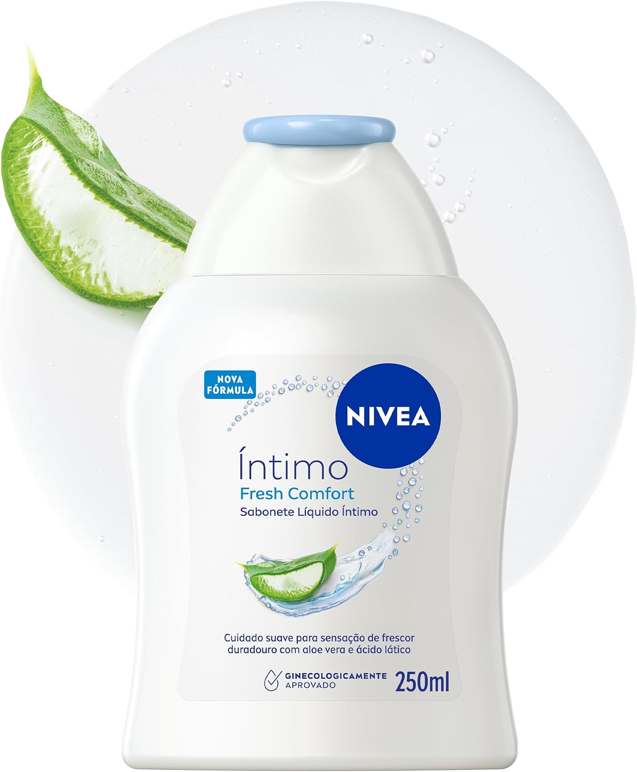 NIVEA Sabonete Líquido Íntimo Fresh Comfort 250ml, Limpeza Suave, Mantém pH Natural, Aloe Vera, Cuidado Refrescante, Uso Diário