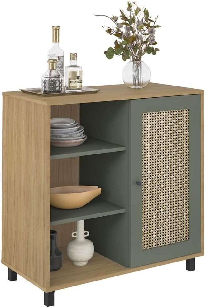 Artely Buffet Charlotte com 1 Porta, Carvalho/Menta
