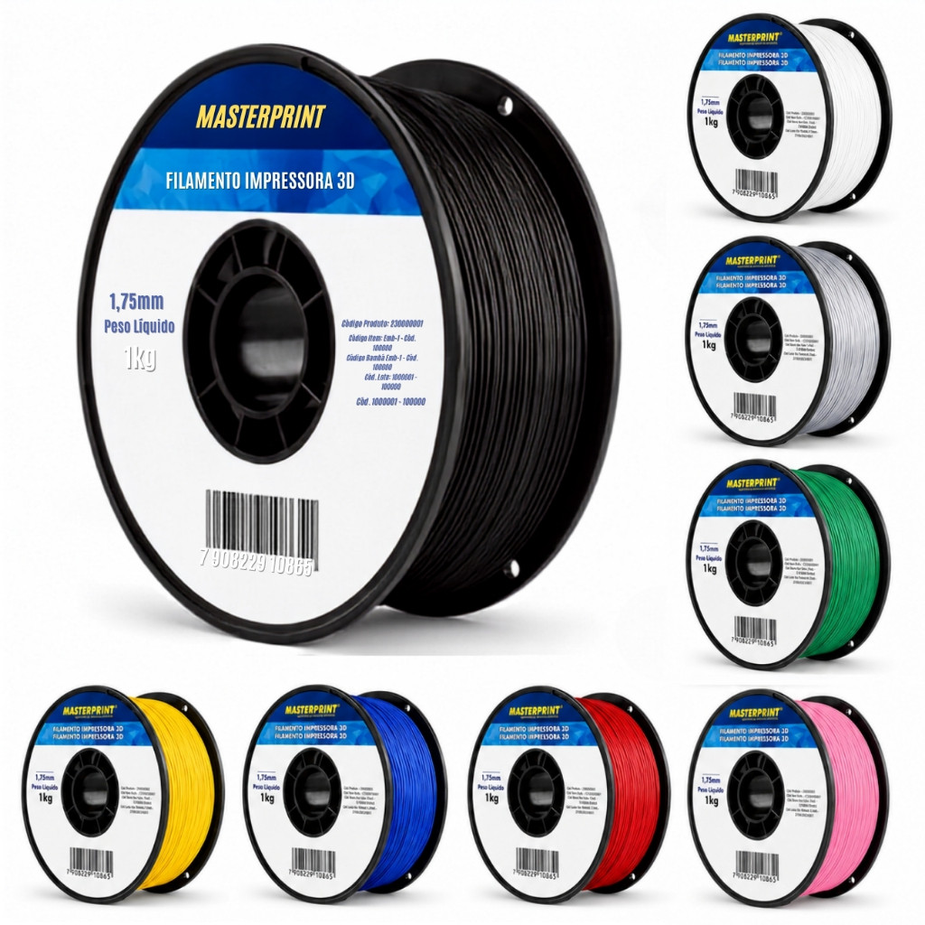 Filamento PETG 1Kg 1.75mm MasterPrint Premium p/ Impressora 3D – Várias Cores