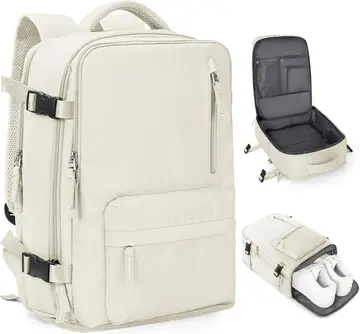 Mochila coowoz de viagem esportiva unissex, bagagem de cabine, aprovada por companhias aéreas, para notebook, A- Bege, Large