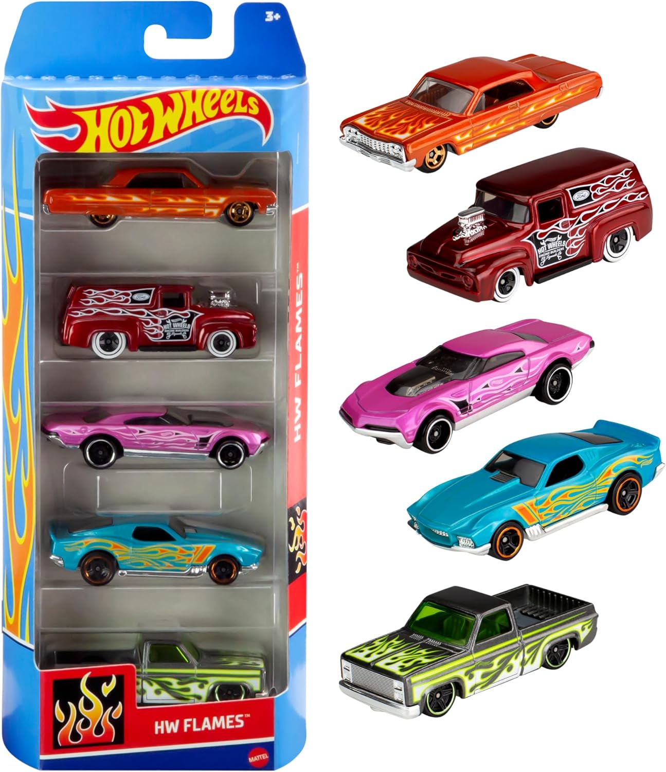 Pacote 5 Carros Sortidos, Hot Wheels, Mattel, Multicor - não é possível escolher as cores