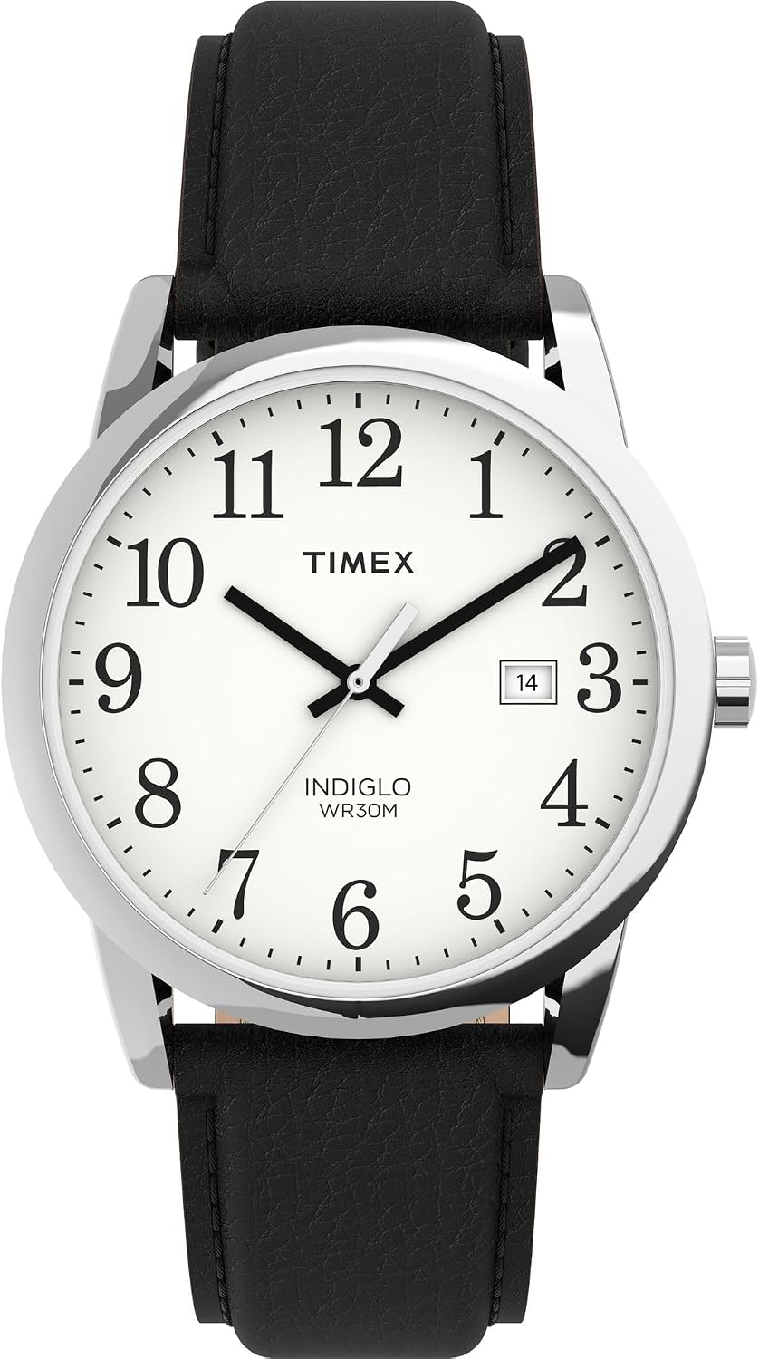 Timex Relógio Easy Reader com pulseira de couro de 38 mm