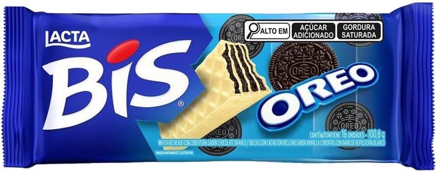Wafer Oreo Cobertura Chocolate Branco Lacta Bis Pacote 100,8G