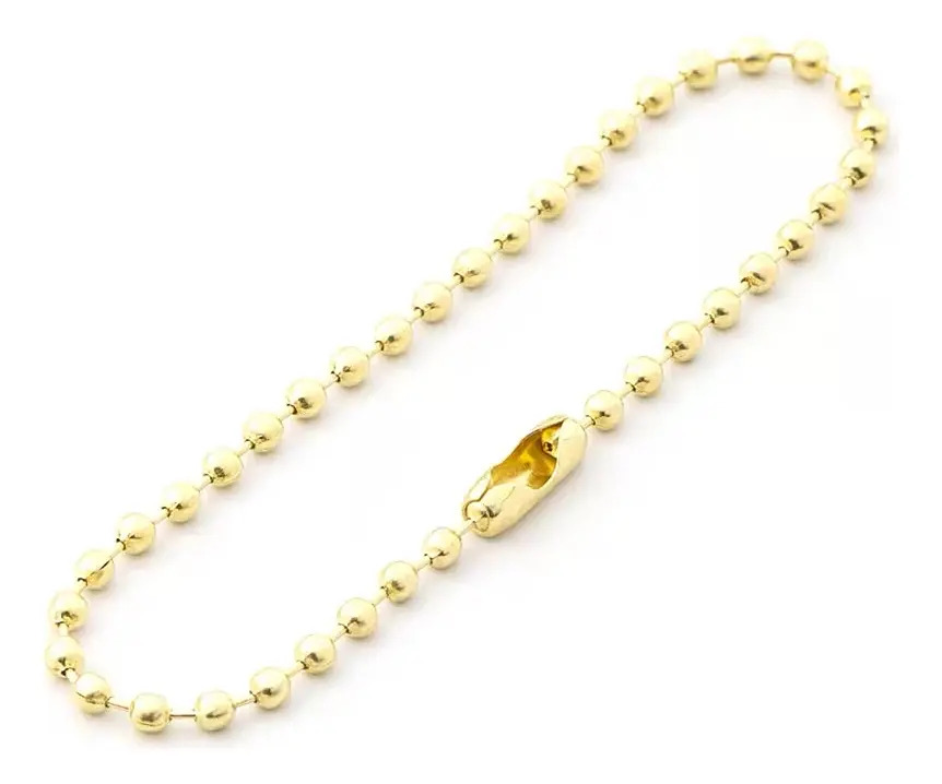 100 Corrente De Bolinha Com Canoa 10cm Tag Chaveiro Colorido Cor Dourado Stephanie Bijoux