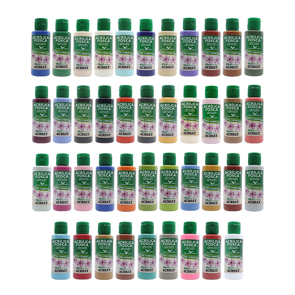 Tinta Acrílica Fosca 60ml Acrilex - Kit 5 Frascos - Escolha as Cores No Chat