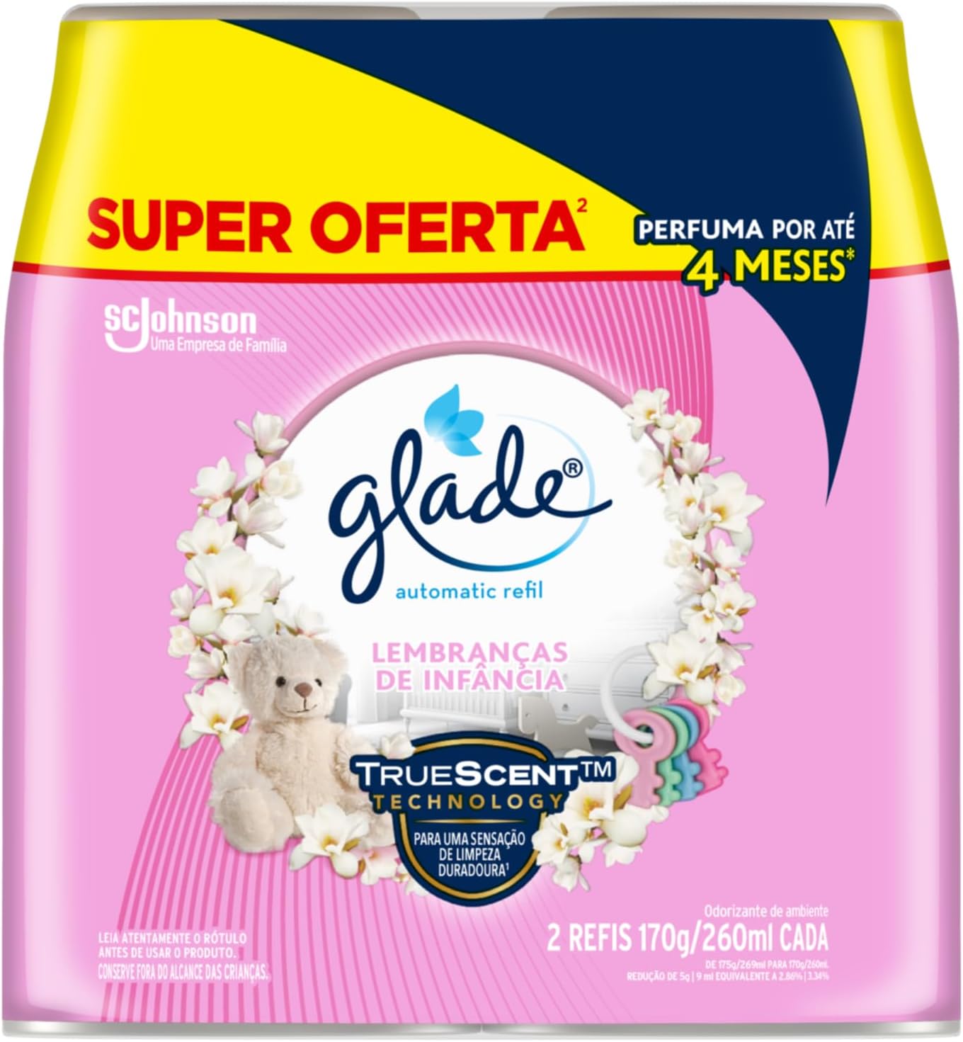 Glade Aromatizador de Ambiente Automático, Lembranças de Infância, 2 Refis de 260ml Cada