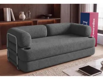 Sofá Cama Orbe. 1,90m Xpand Tech Tecido Boucle Cama Inbox Cinza-escuro Liso