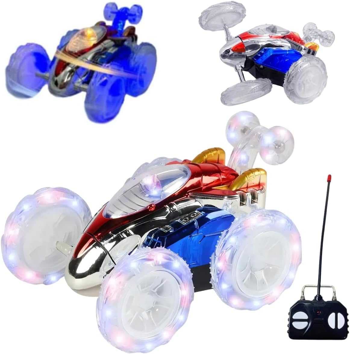 Carrinho de Controle Remoto Infantil 360° com Luz Led e Som Manobras Radicais Resistente Pirueta Cambalhotas Presente Crianças Menino - Brinquedo Interativo Inteligente