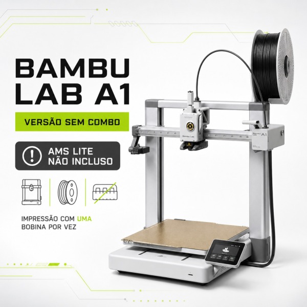 Impressora 3D Bambu Lab A1 FDM Sem AMS Lite Aberta Porta Resíduos