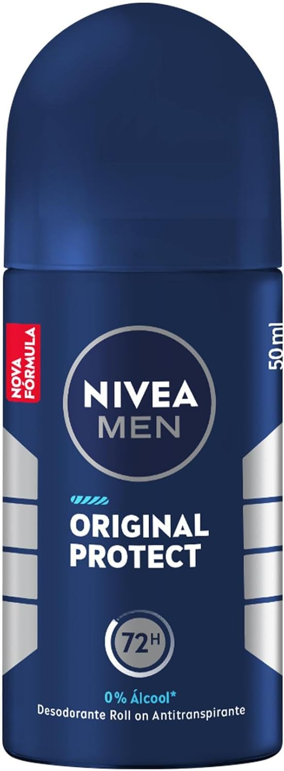 NIVEA MEN Desodorante Antitranspirante Roll-on Original Protect 50ml, Proteção 72h, Frescor Duradouro, Controle do Suor e Odor