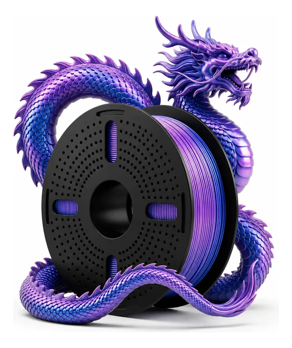 Filamento Impressora 3d Pla Silk Duo Color 1.75 Print Pulse. Azul/roxo