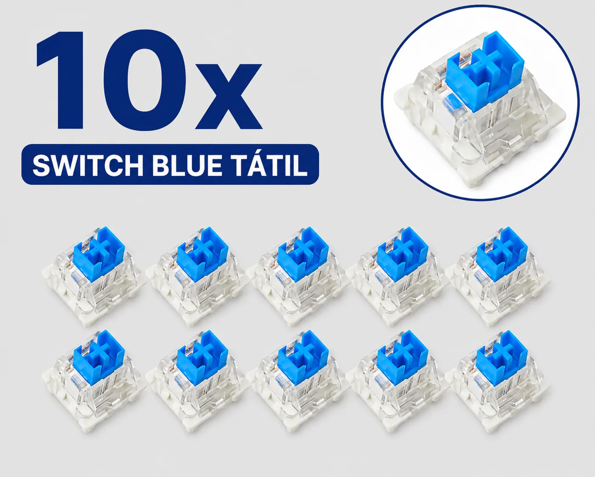 Switch Mecânico Tátil Teclado Gamer Chaveiro 3d Blue 10 Uni