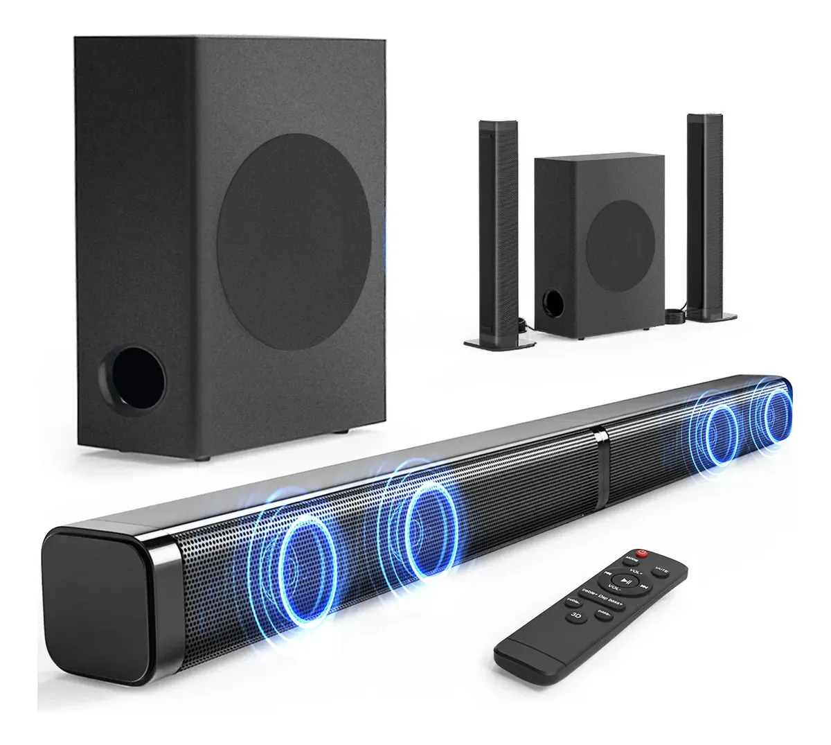 Caixa De Som Soundbar 200W Home Theater Tv Sound Bar Com Subwoofer Bluetooth Som Cinema, Com HDMI ARC, óptico, AUX e Coaxial
