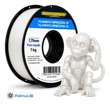 Filamento De Impressão 3D PETG Cor BRANCO TRANSLÚCIDO 1kg MASTERPRINT Brilho Premium Para Imprimir Peças 3D Impressora 3D Modelagem Miniaturas Enfeites e Projetos By Polimus 3D