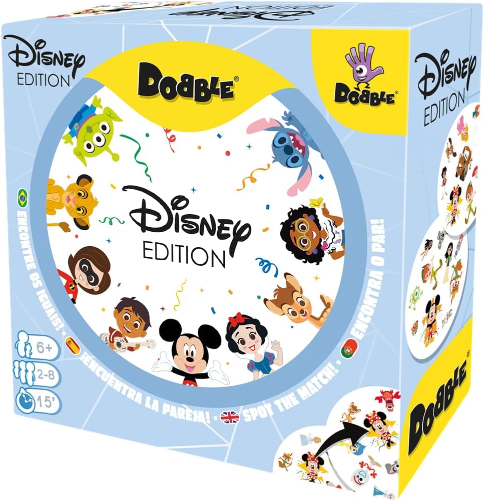 Asmodee, Dobble: Disney, Jogo de Tabuleiro para Família, Idade 6 Anos+, 2 a 8 Jogadores, Partidas de Até 15 Min