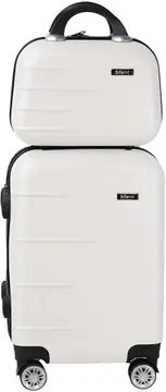 Kit Mala de Bordo Silent Ipanema + Frasqueira - Padrão ANAC | Rígida em ABS | 4 Rodas Duplas 360° | Cadeado Numérico Integrado | Leve e Resistente (Branco)