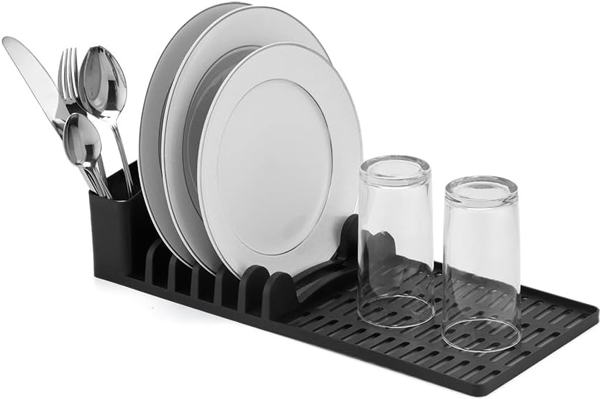 Escorredor de Louça DASPLAST Slim para 6 Pratos, Talheres e Copos, Compacto para Cozinha, Preto, Design Alongado