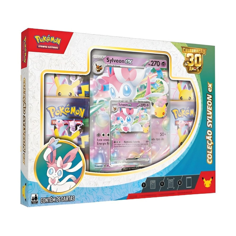 Box de Cartas Pokémon - Celebração de 30 Anos - Sylveon ex - Copag