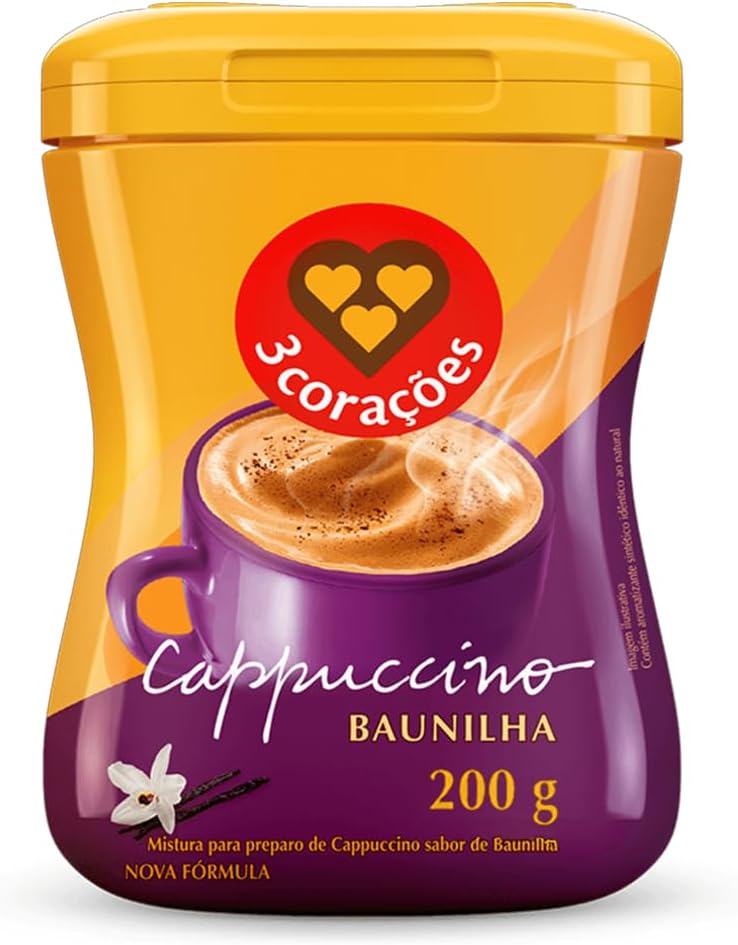 3 Corações Cappuccino Sabor Baunilha, 200g, Moído