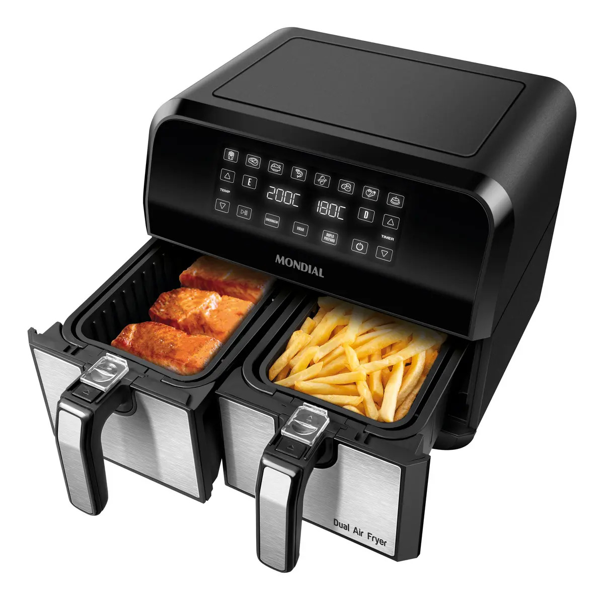 Fritadeira Air Fryer Dual Duplo Cesto 8L Mondial 2200W - AFD-01-BI