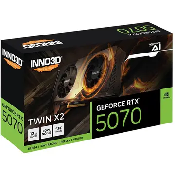 Placa de Vídeo NVIDIA GeForce INNO3D RTX5070 12GB TWIN X2 GDDR7 N50702-12D7-195064N