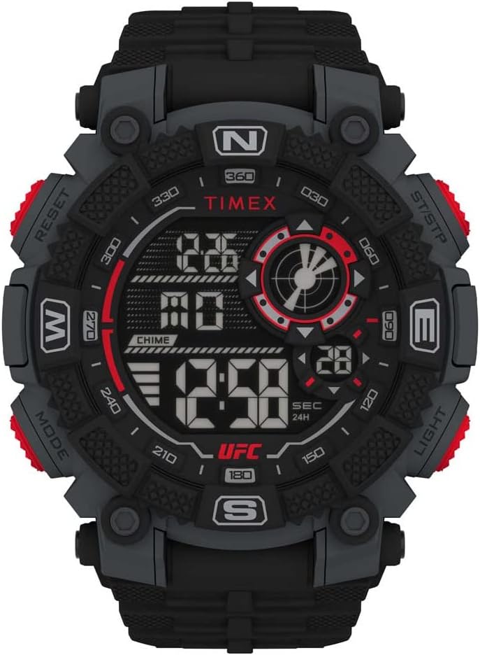 Timex Relógio masculino UFC Redemption de 50 mm – Caixa preta com mostrador digital, Preto