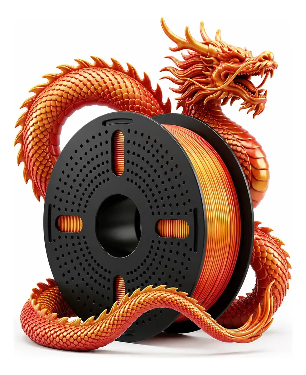 Filamento Impressora 3d Pla Silk Duo Color 1.75 Print Pulse. Vermelho/dourado