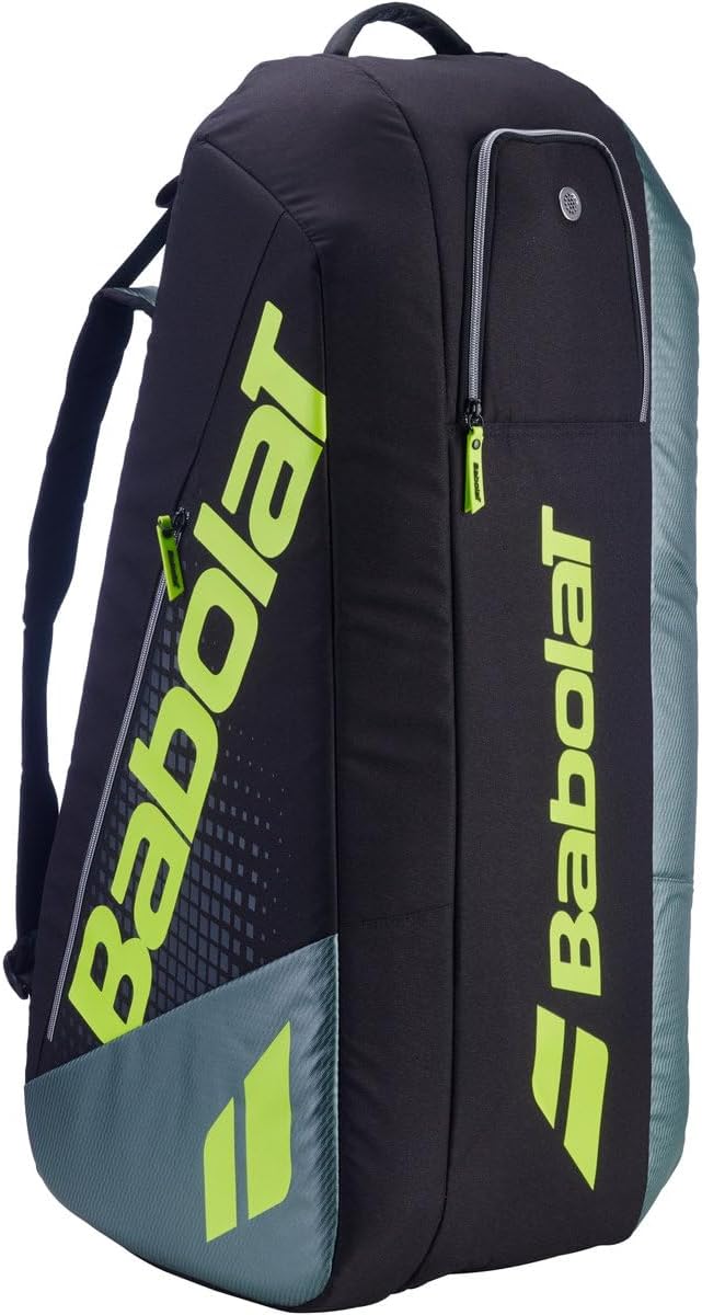 Raqueteira de Tênis Babolat, Pure Aero RH6, Cinza Metálico/Preto/Amarelo Fluo