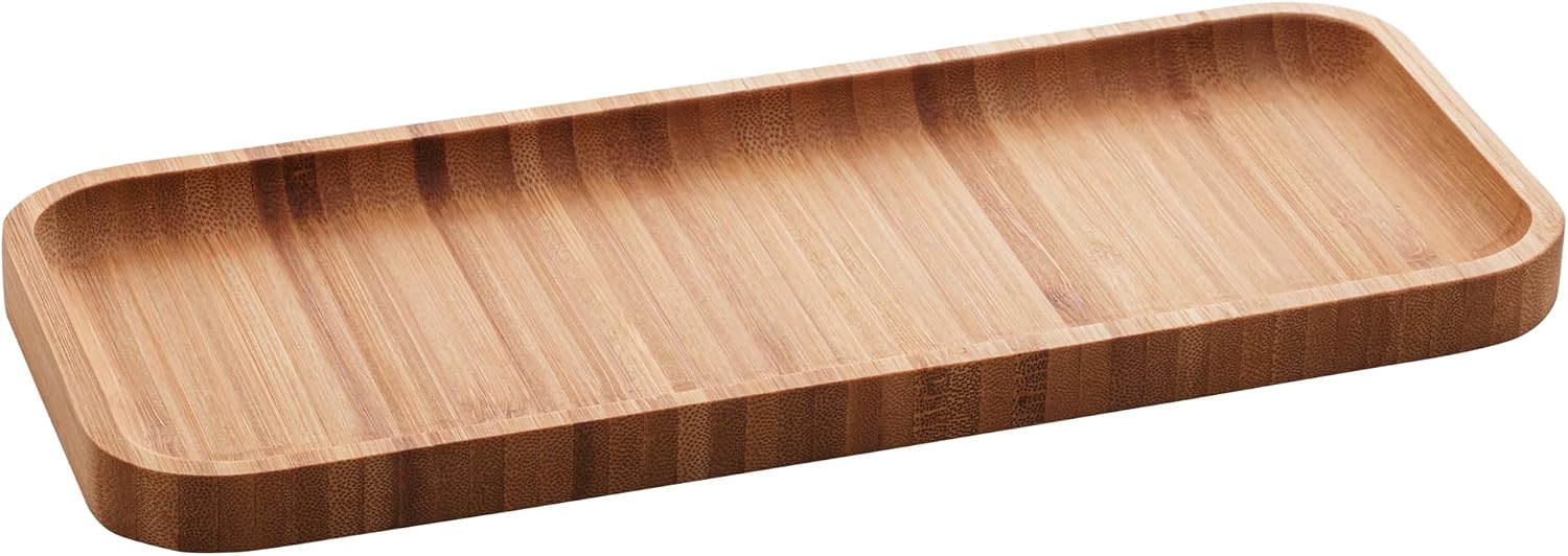 LYOR - Bandeja de Bambu Hire Marrom Natural 28cm - Mesa Posta - Organização - Utensílios de Cozinha - Enxoval - Decoração - Travessa Retangular - Petisqueira - Utilidades Domésticas