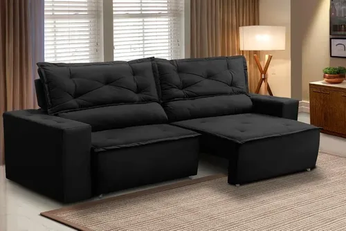 Sofá Retrátil Reclinável 2 Lugares Molas 1,50m Livia Suede