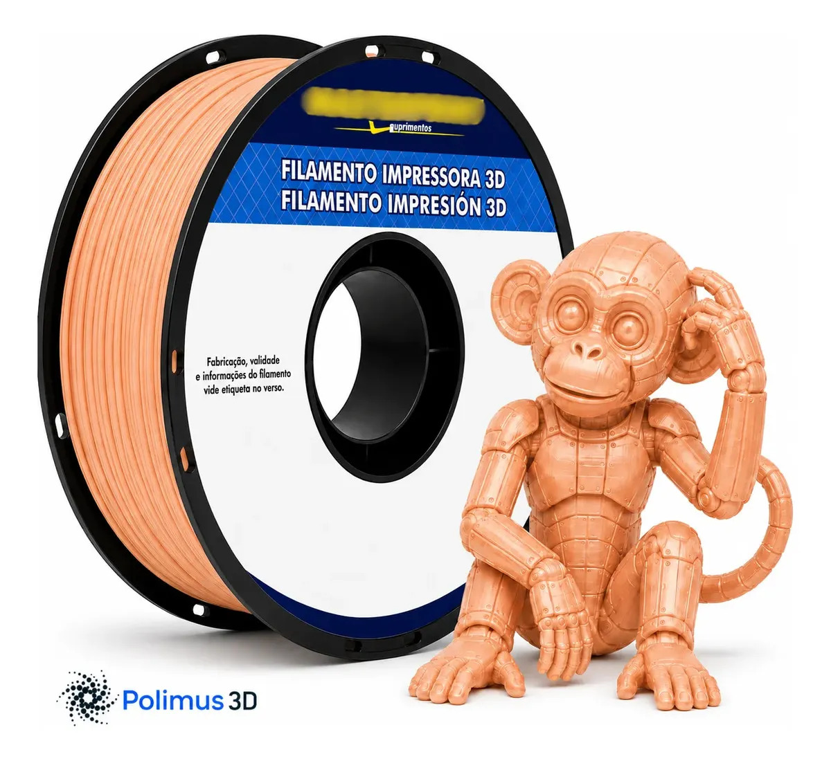 Filamento De Impressão 3D PETG Cor Skin Bege 1kg Masterprint Brilho Premium Para Imprimir Peças 3D Impressora 3D Modelagem Miniaturas Enfeites e Projetos By Polimus 3D