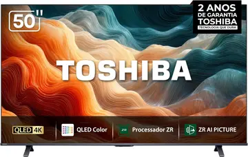 Toshiba Smart TV MiniLED QLED 4K 50" Polegadas 50M450RS com Processador de AI ZR Som Aprimorado por AI Modo Game