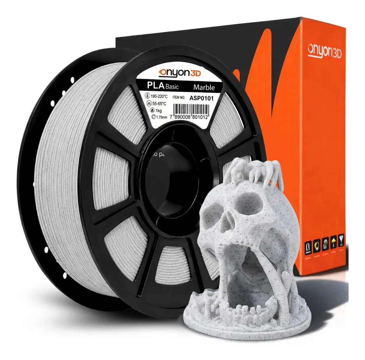 Filamento PLA Onyon3d High Speed Mármore 1.75mm para Impressão 3D