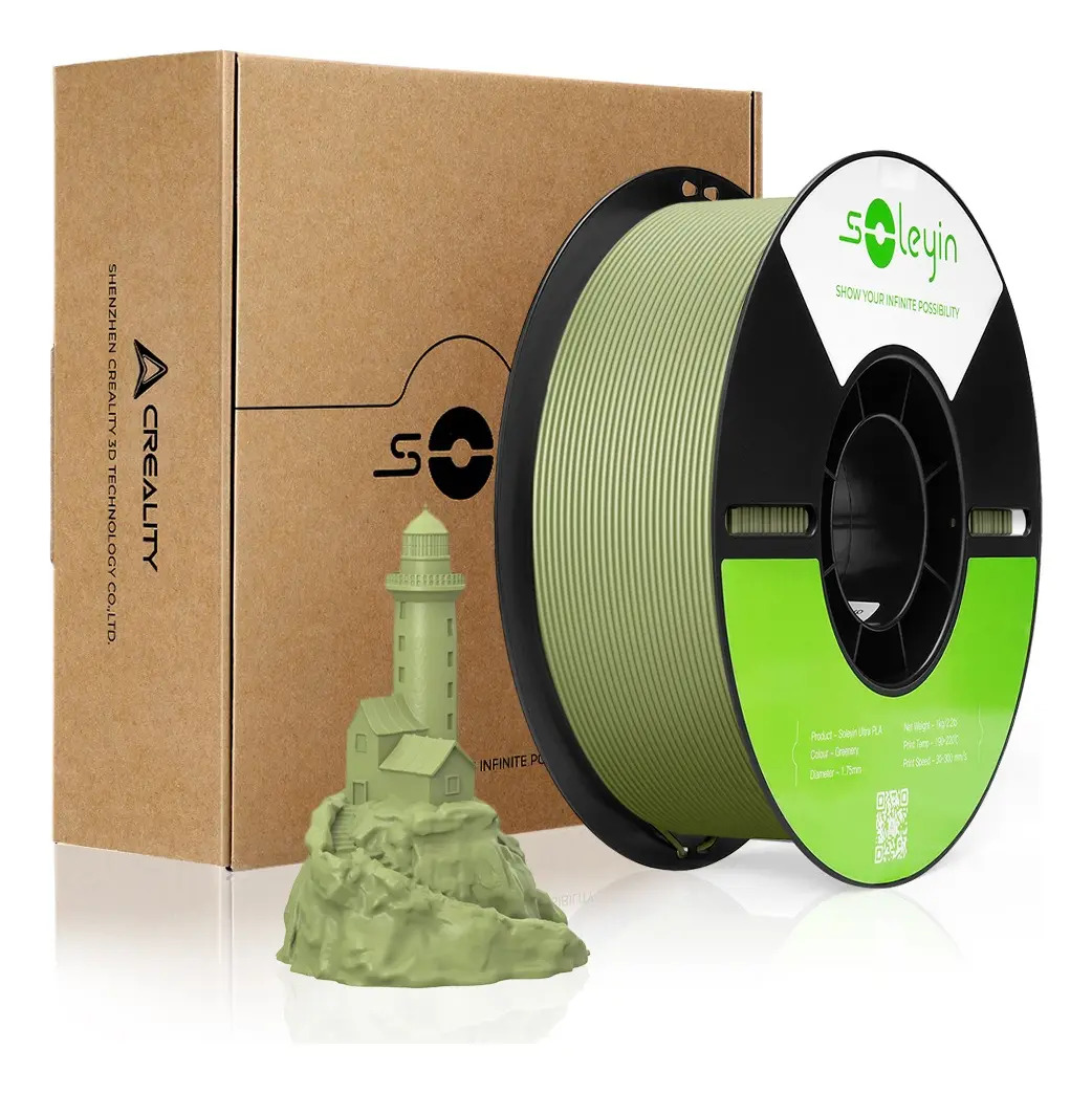 Filamento Pla de impressão Ultra 3D Creality Soleyin 1 kg 1,75 mm Cor verde acinzentado