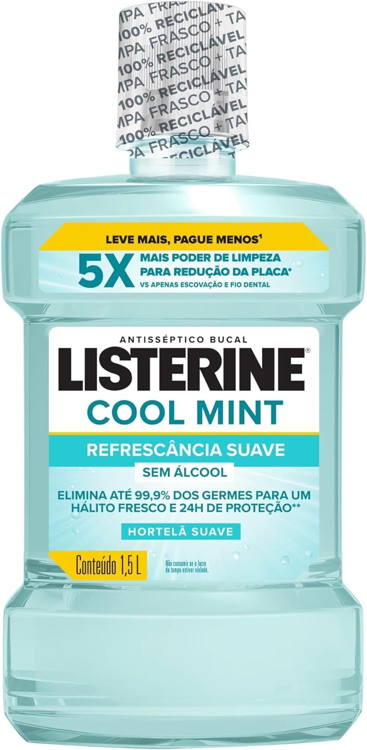 Enxaguante Bucal Listerine Cool Mint, Sem Álcool, 1,5L
