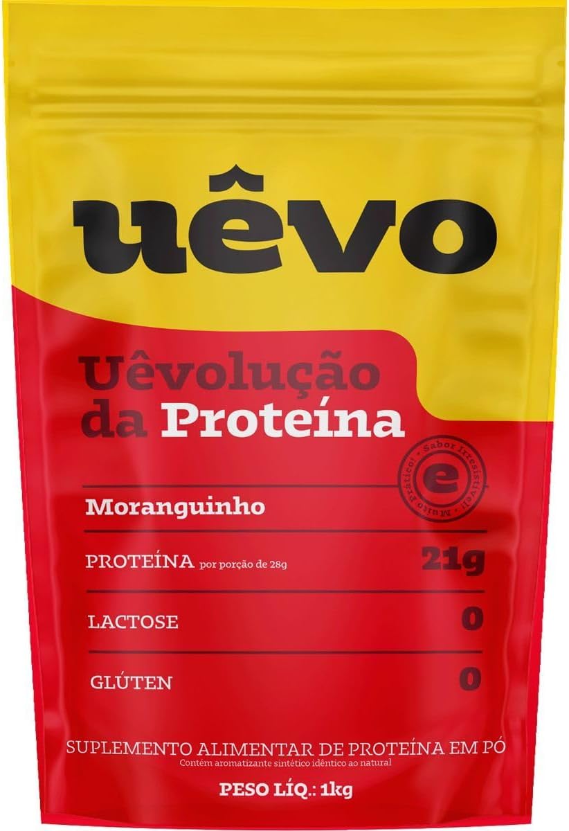 Proteina de Ovo em Pó - 1000g Refil Morango - Uêvo