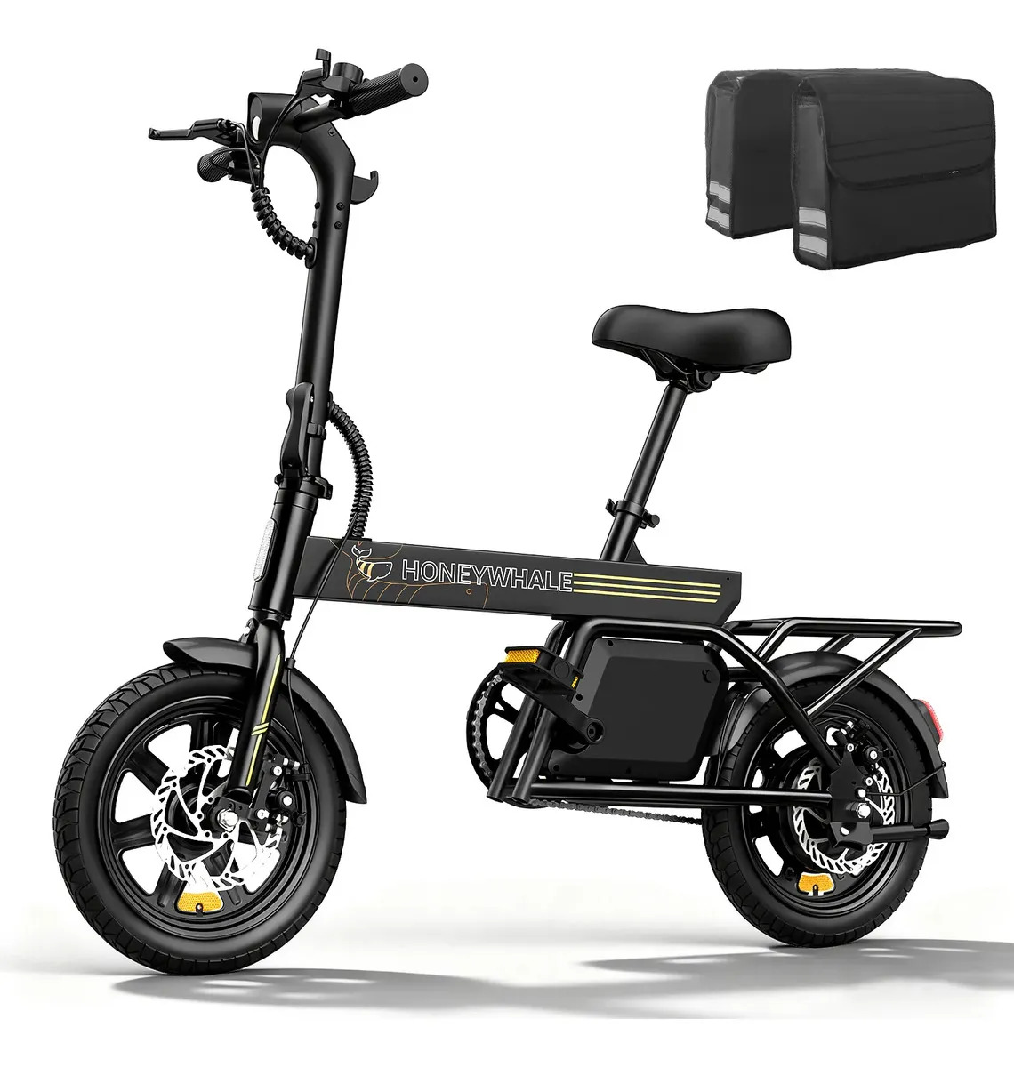Honeywhale B20 Bicicleta Elétrica, 440w-35km-25km/h-120kg, Scooter Motor-ebike-adulto-bike-autonomia-velocidade Máxima-carga-honey Whale-fat-dobravel, 14 Aro, Freios A Disco Dianteiros E Traseiros
