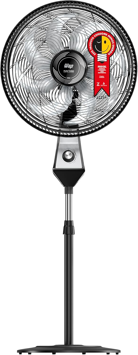 WAP Ventilador de Coluna 50cm FLOW TURBO, com Tecnologia Silenciosa e Econômica, 8 Pás e 3 Velocidades, 180W 220V