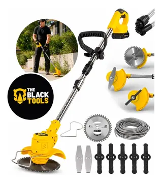 Roçadeira Aparador Grama A Bateria Recarregável 21v 750w Profissional Com Acessórios Tcg21c The Black Tools