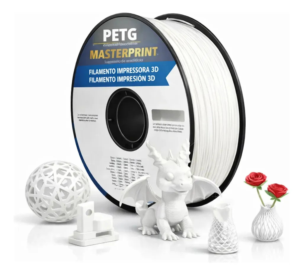 Filamento PETG Masterprint 1kg 1,75mm Branco Impressora 3D