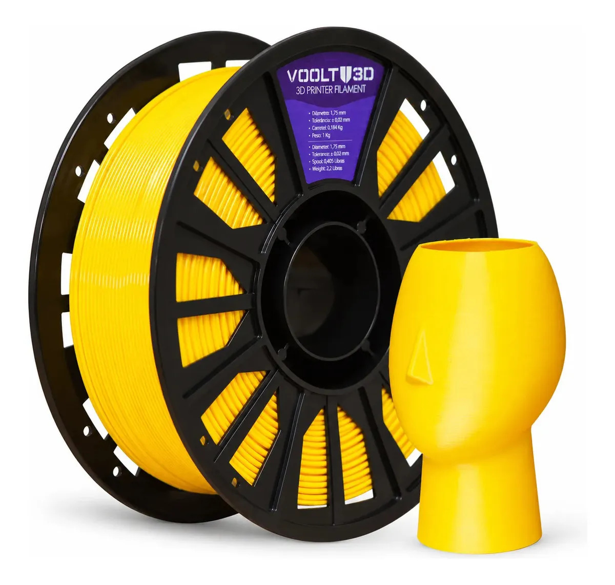 Filamento Petg HF High Fluidity Amarelo 1kg Impressão Voolt3D